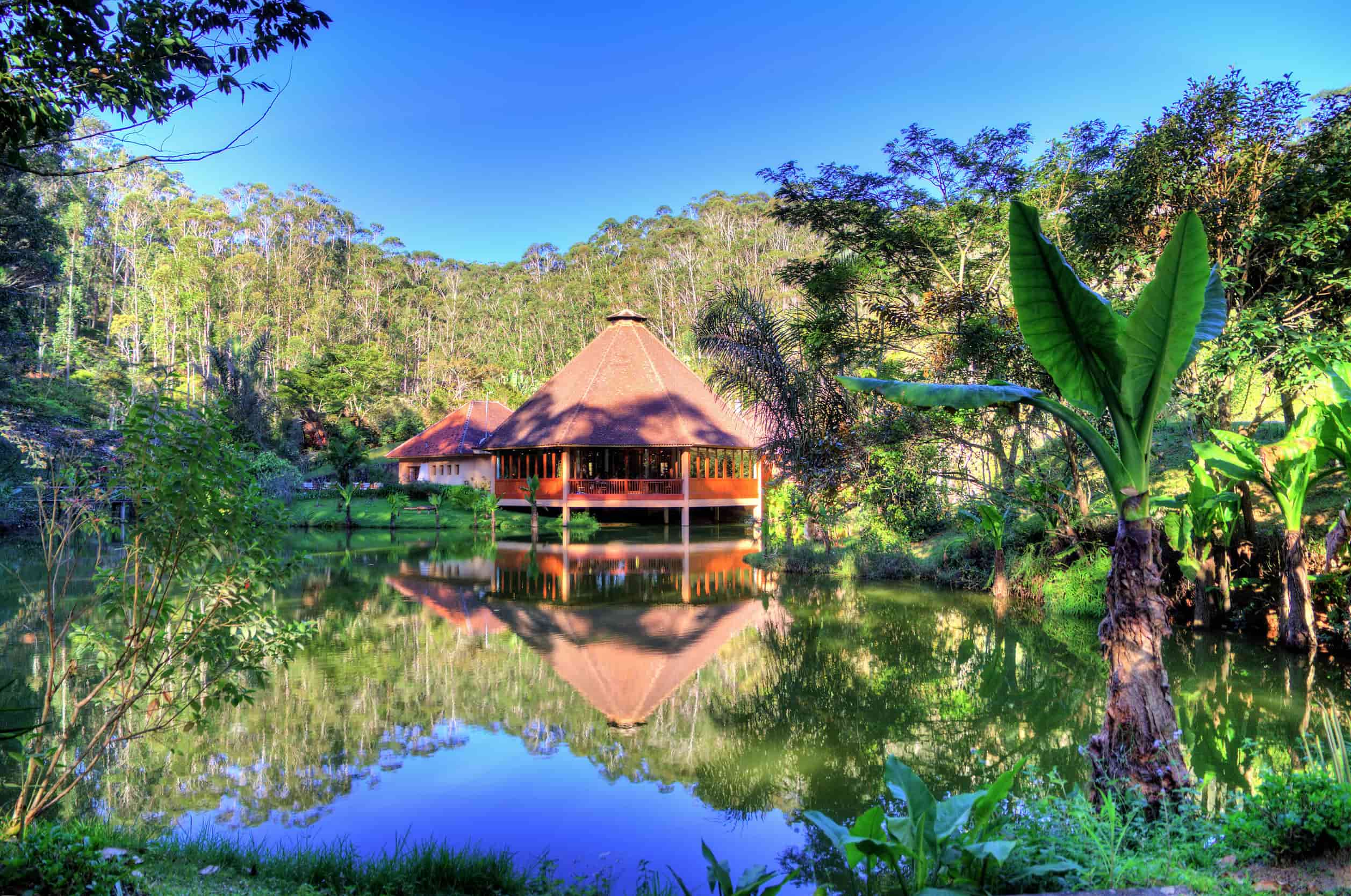 A luxurious cabin in the lake at the Andasibe Rainforest, Madagascar