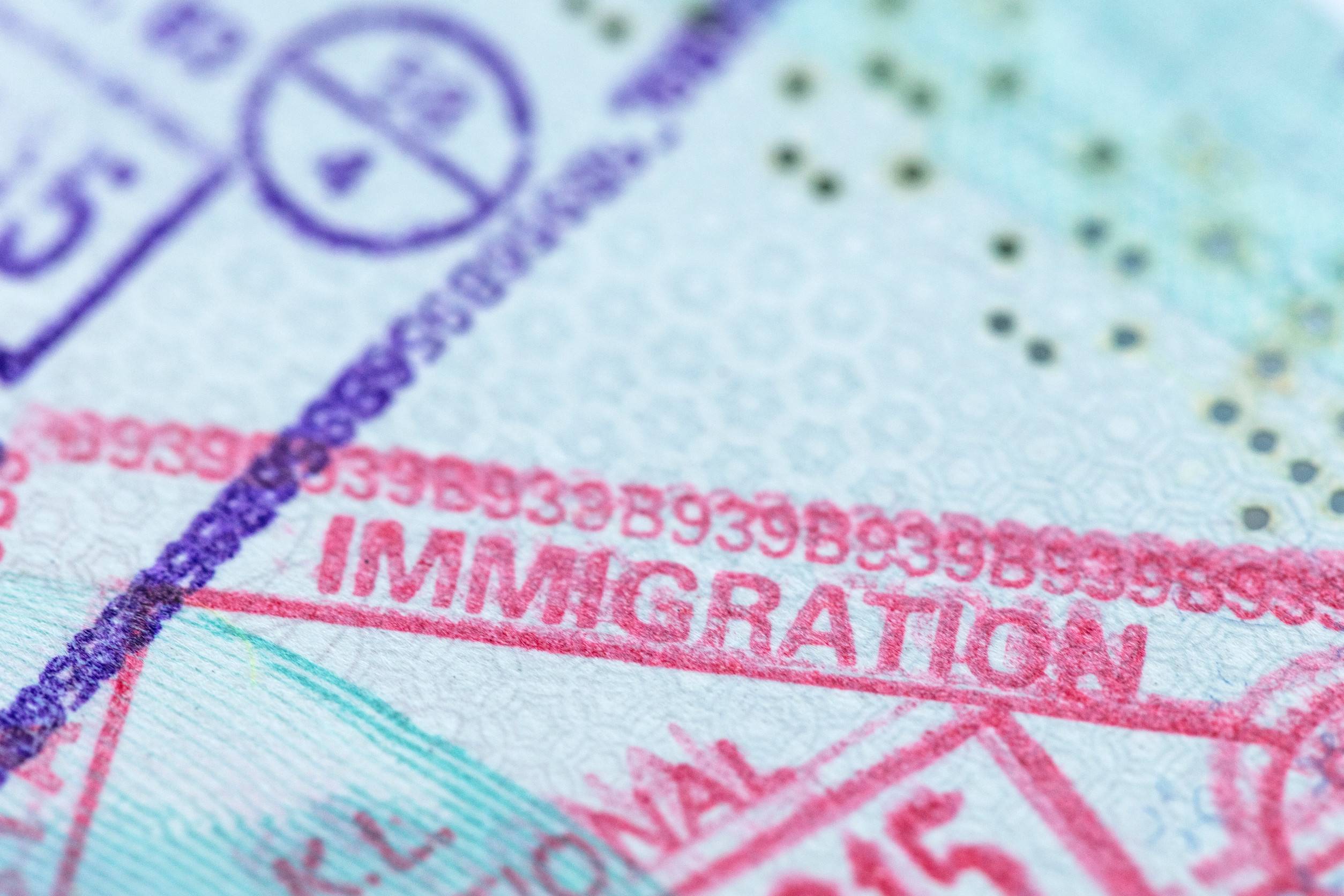 Immigration Stamp In A Passport Immigration Stamp In A Passport