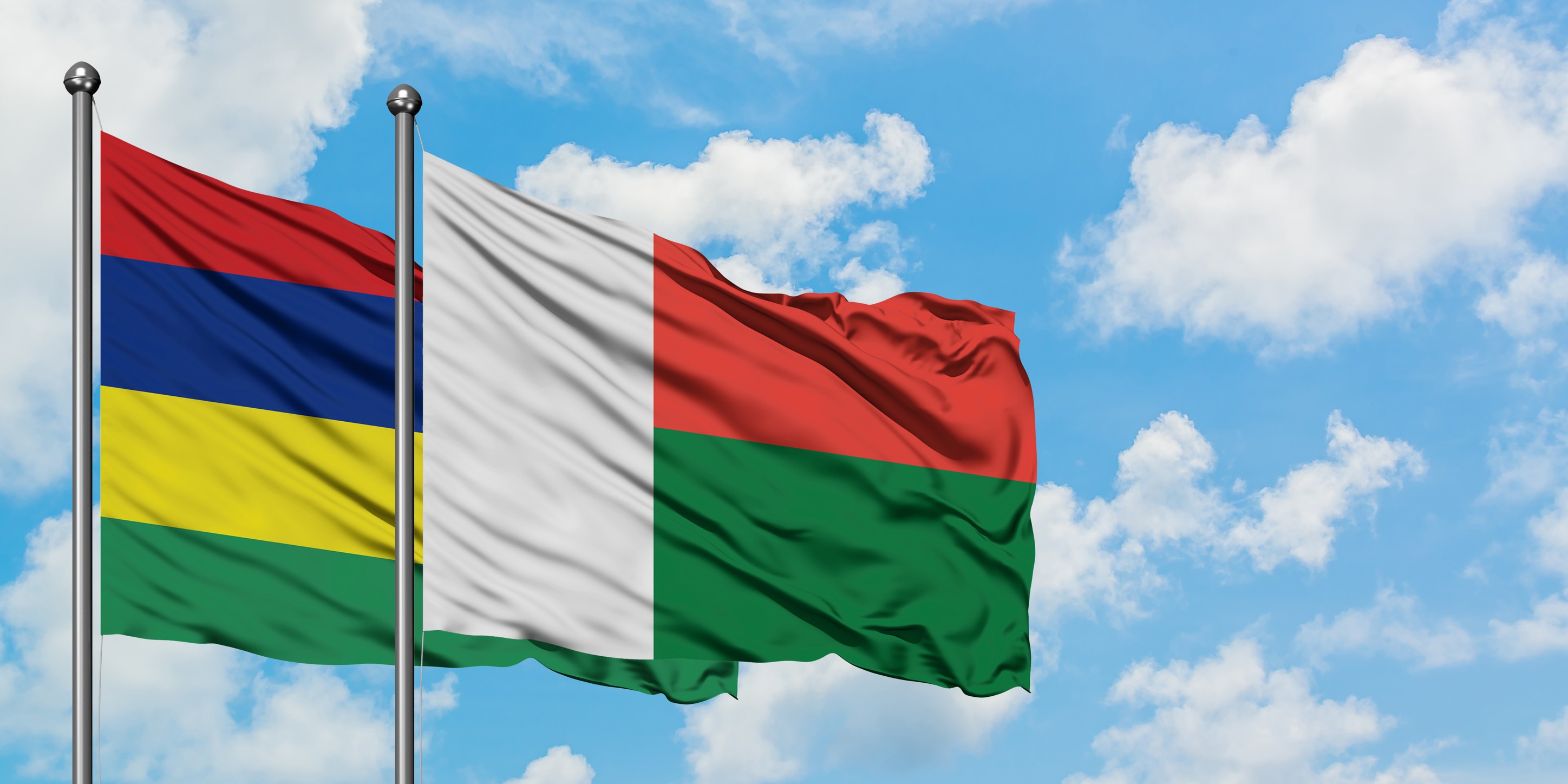 Madagascar And Mauritius Flags Together