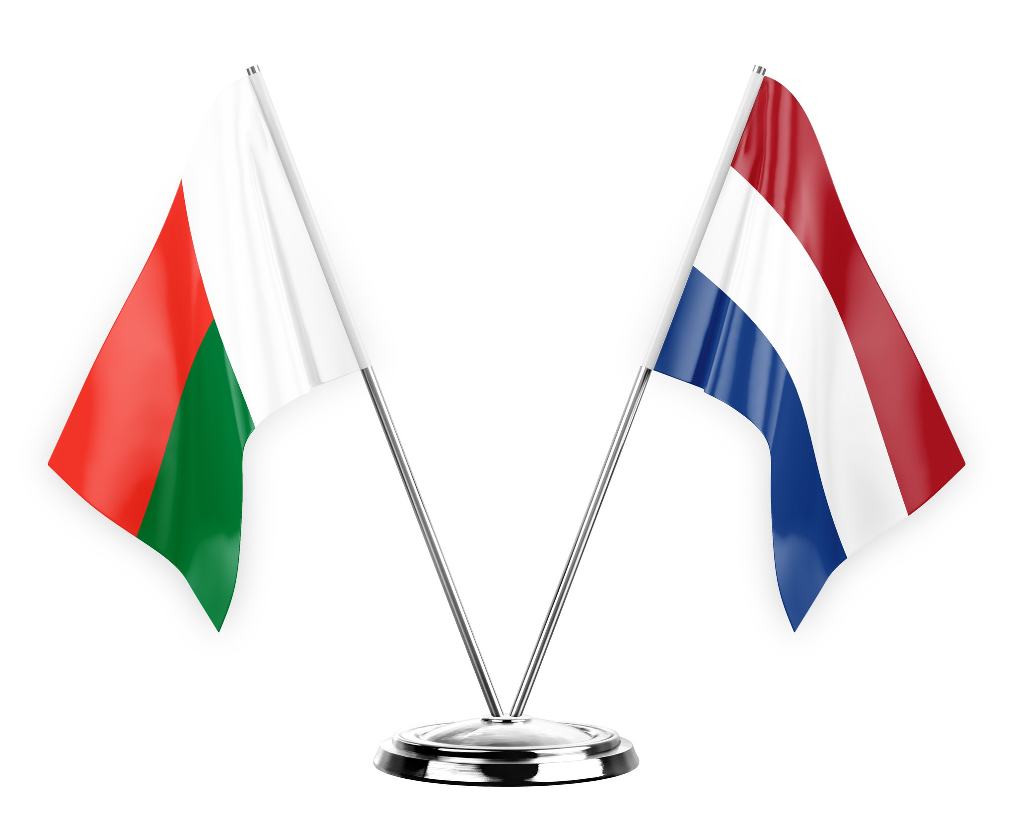 Madagascar And Netherlands Flags Crossed