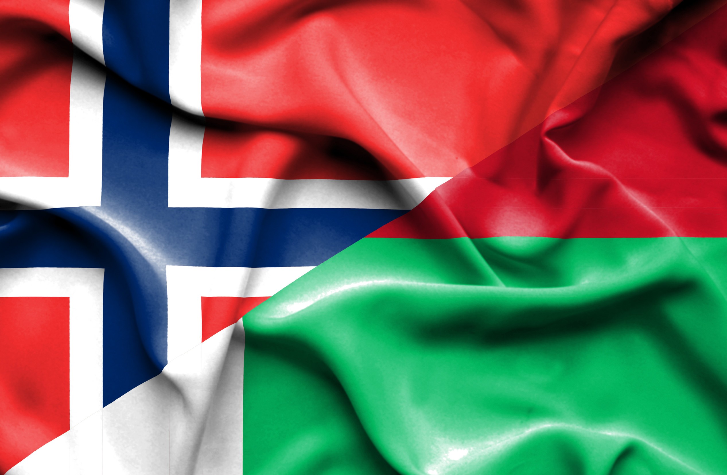 Madagascar And Norway Flag Together