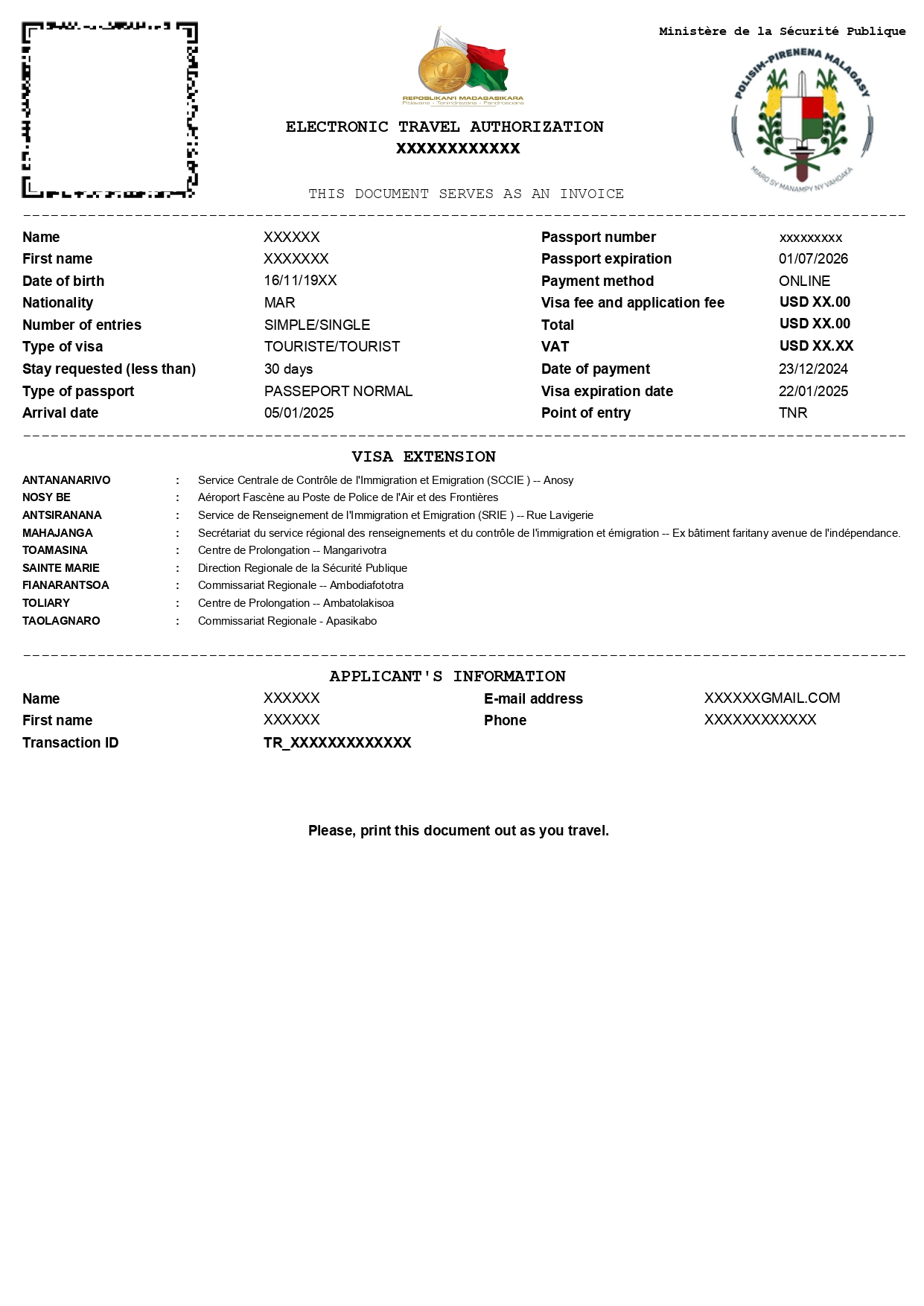 Sample Image of Madagascar e-Visa for Your Reference Sample Image of Madagascar e-Visa for Your Reference
