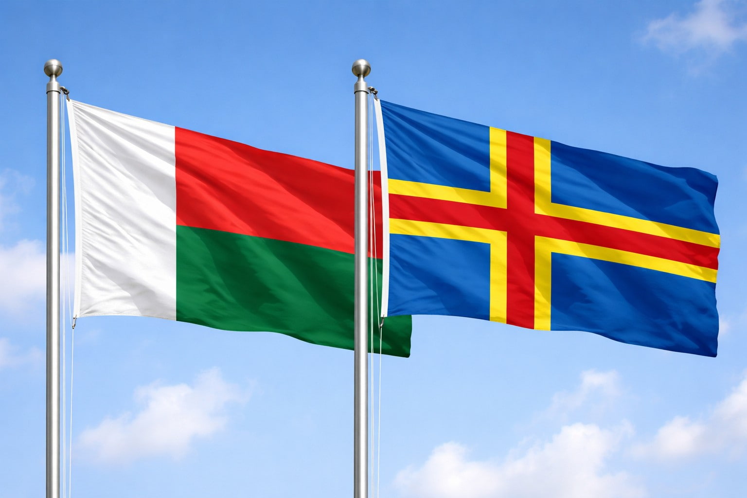 Madagascar Flag And Aland Island Flag