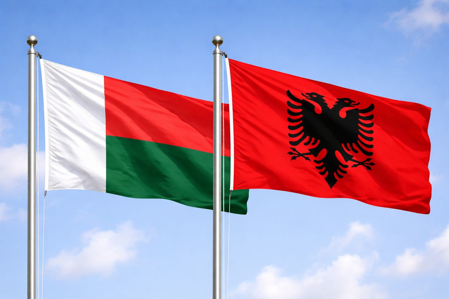 Madagascar Flag And Albania Flag