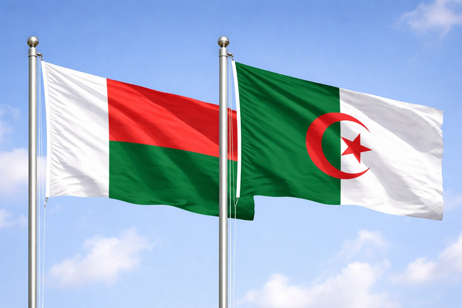 Madagascar Flag And Algeria Flag
