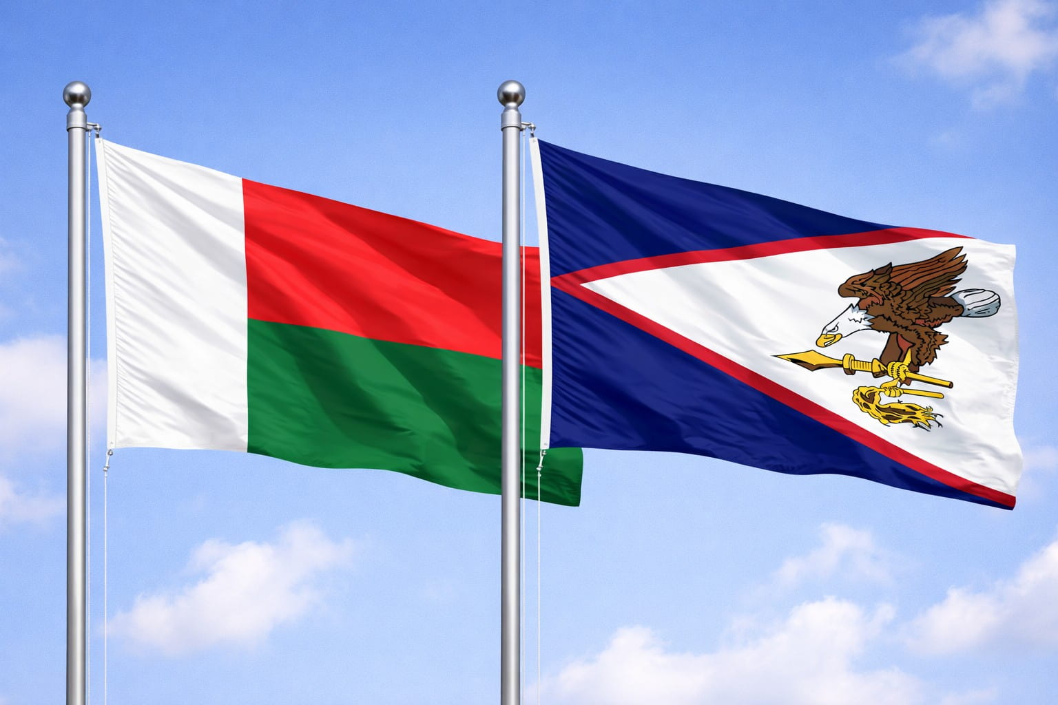 Madagascar Flag And American Samoa Flag