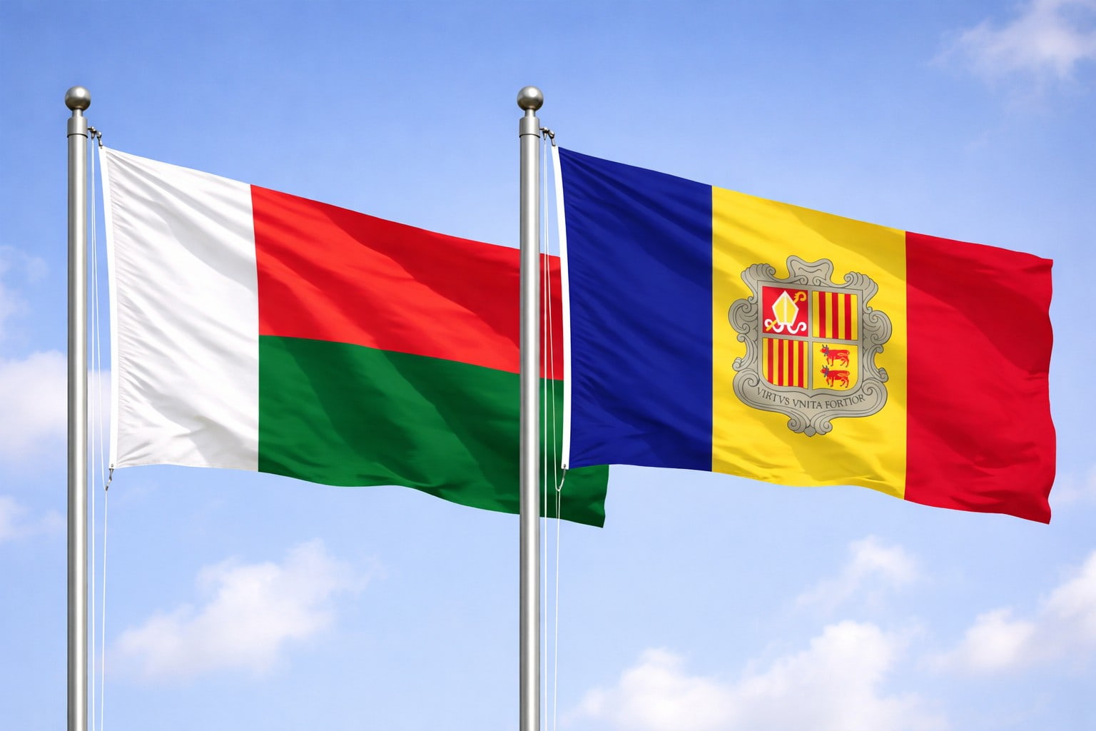 Madagascar Flag And Andorra Flag