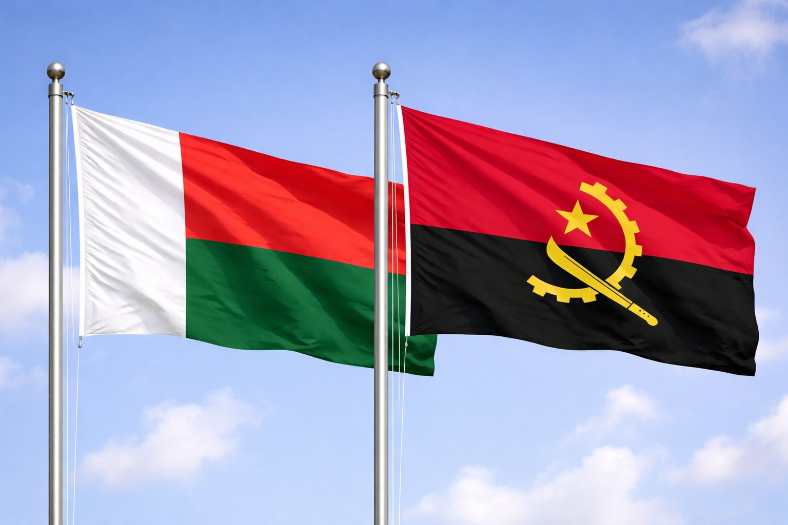 Madagascar Flag And Angola Flag