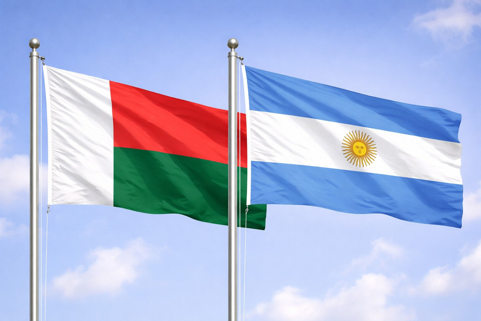 Madagascar Flag And Argentina Flag