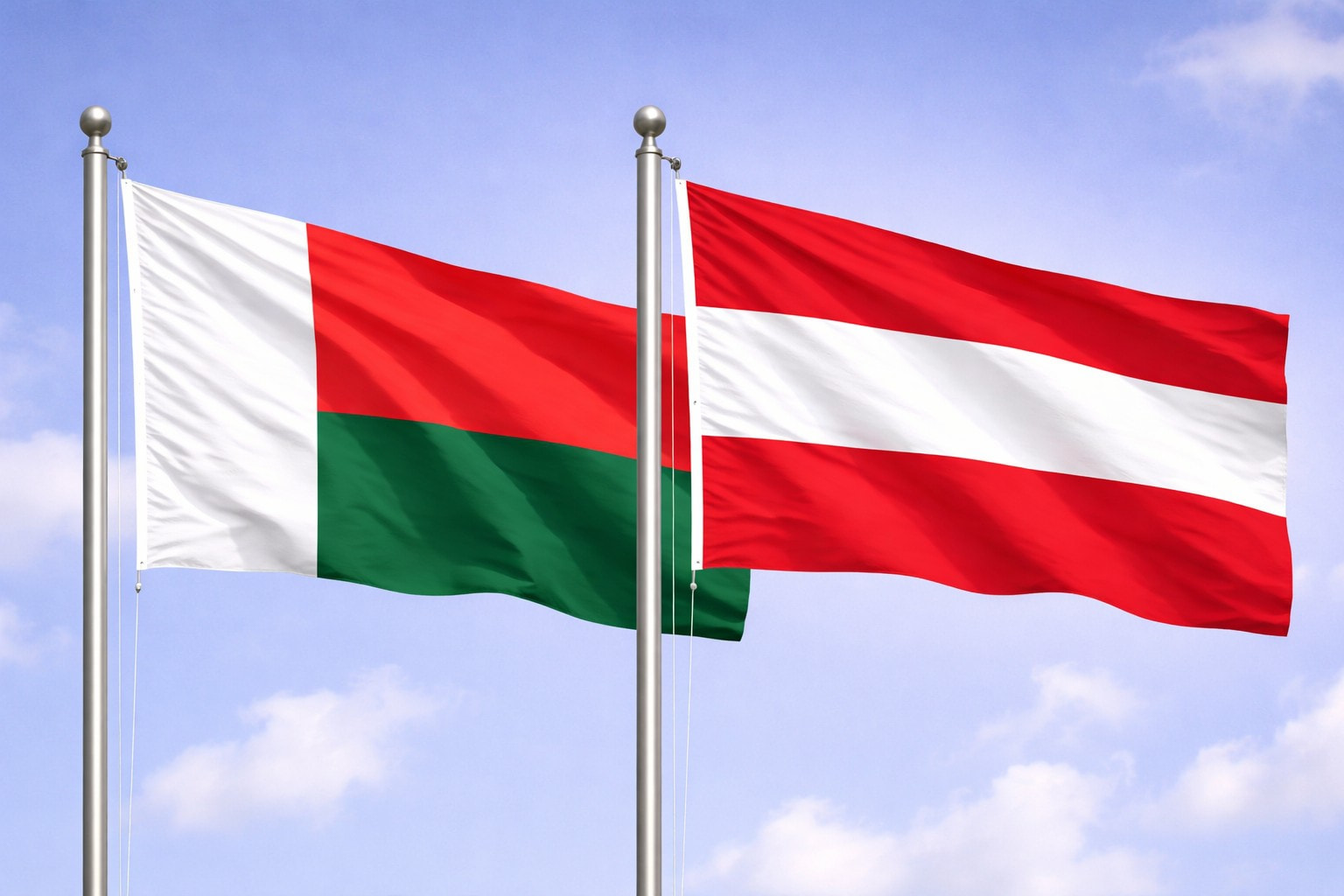 Madagascar Flag And Austria Flag