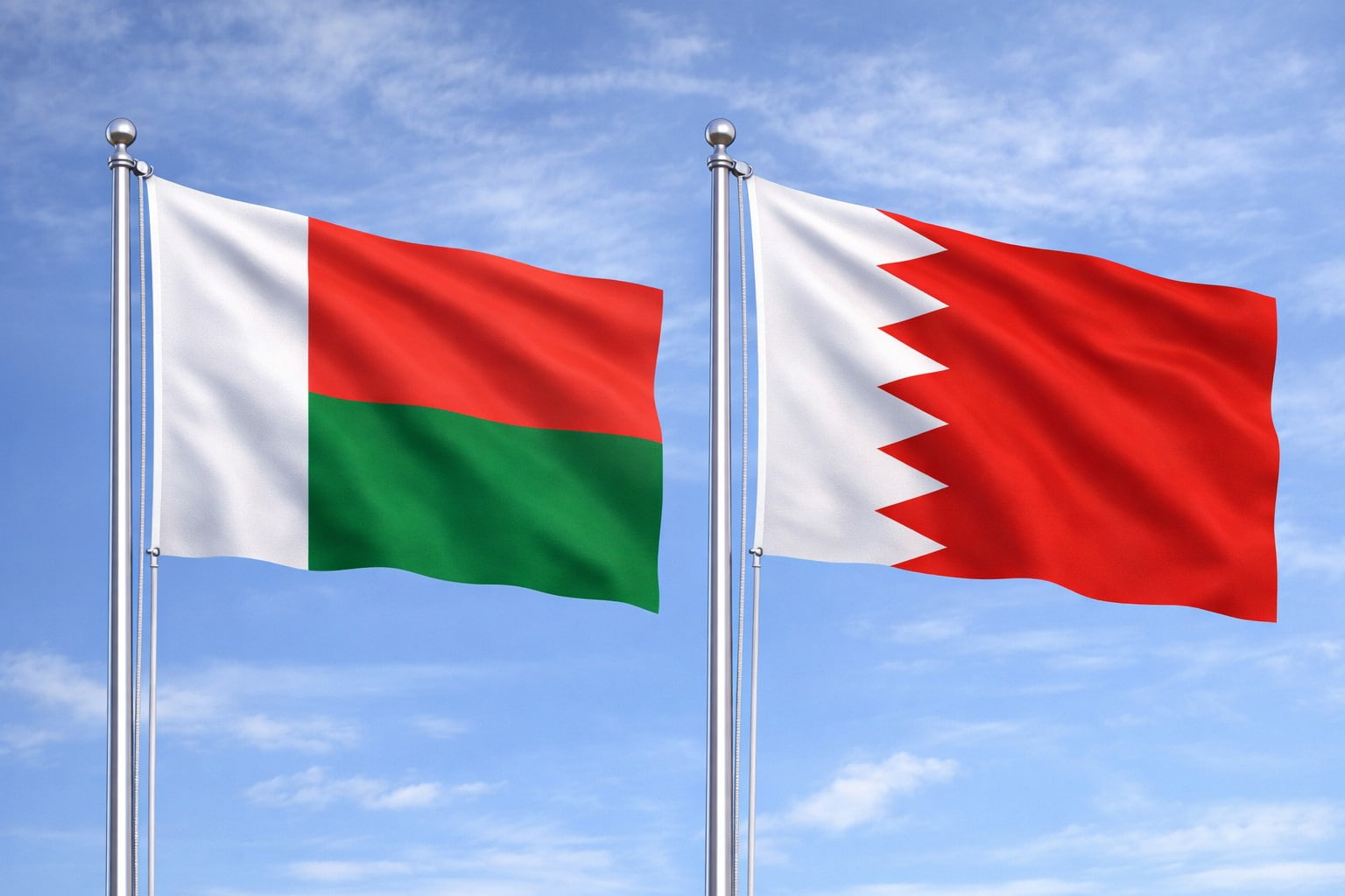 Madagascar Flag And Bahrain Flag