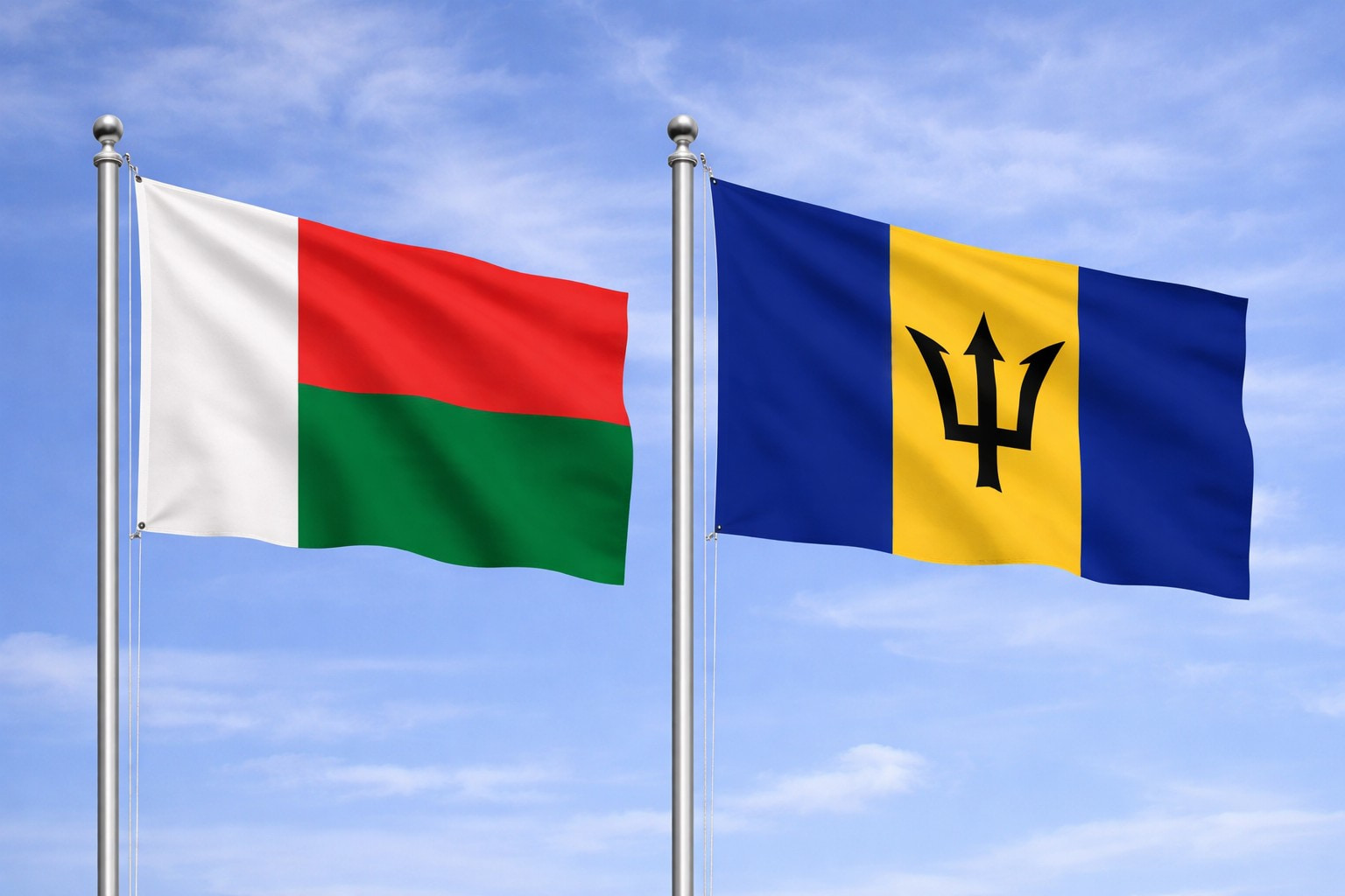 Madagascar Flag And Barbados