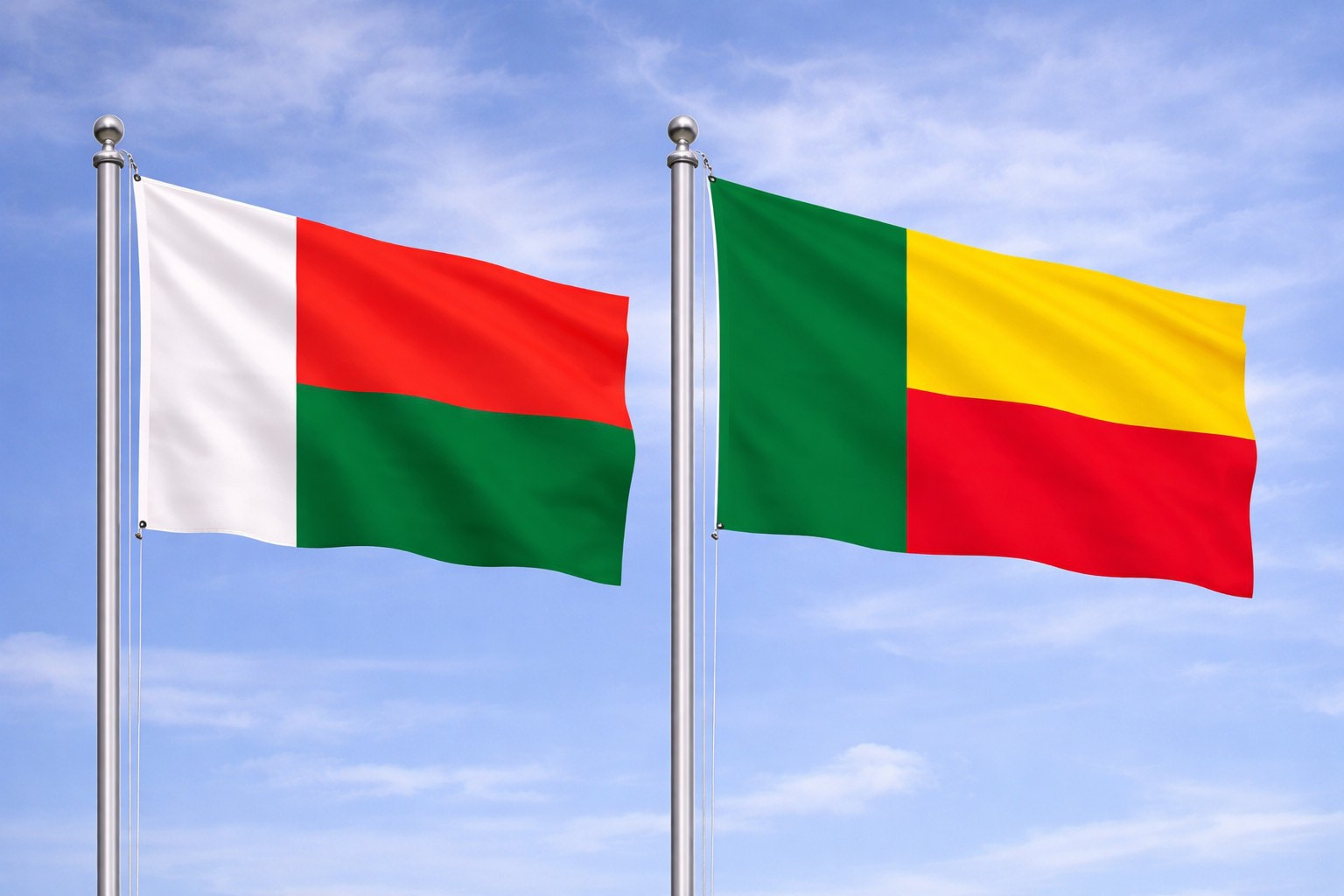 Madagascar Flag And Benin Flag