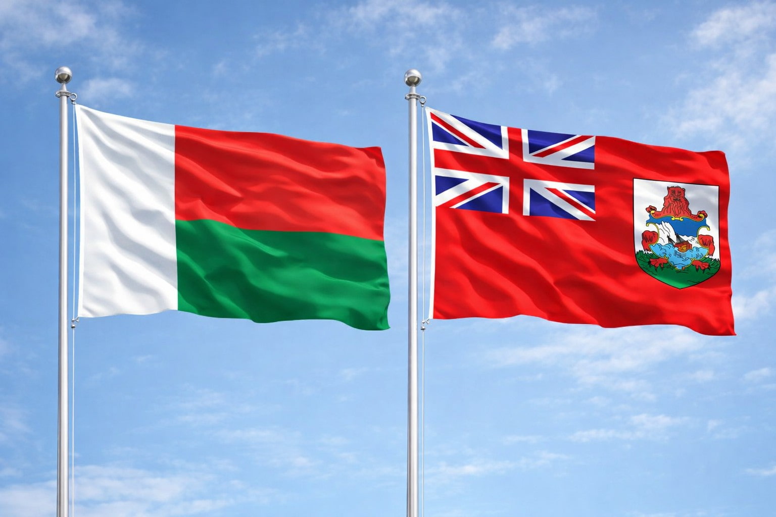Madagascar Flag And Bermuda Flag