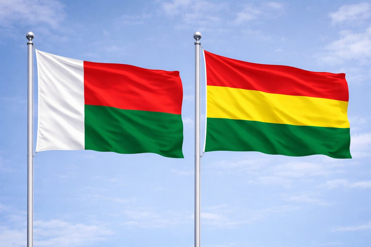 Madagascar Flag And Bolivia Flag