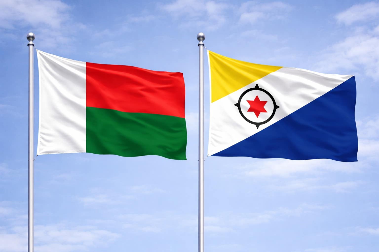 Madagascar Flag And Bonaire Flag