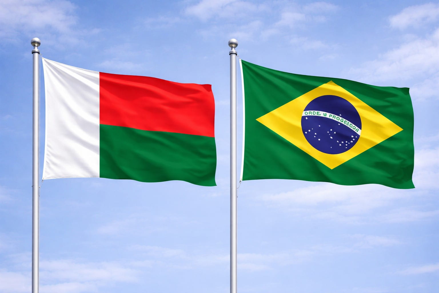 Madagascar Flag And Brazil Flag