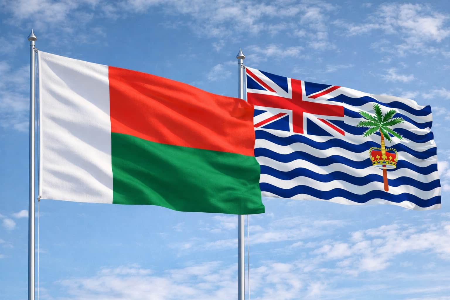Madagascar Flag And British Indian Ocean Territory Flag
