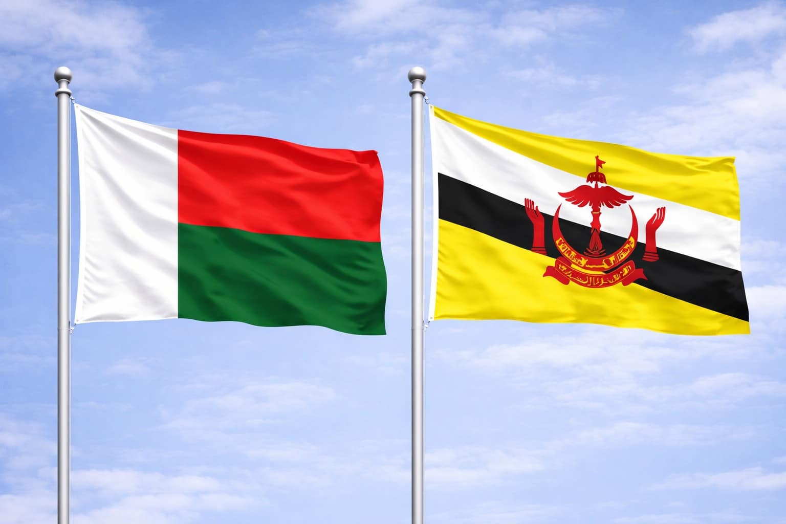 Madagascar Flag And Brunei Flag