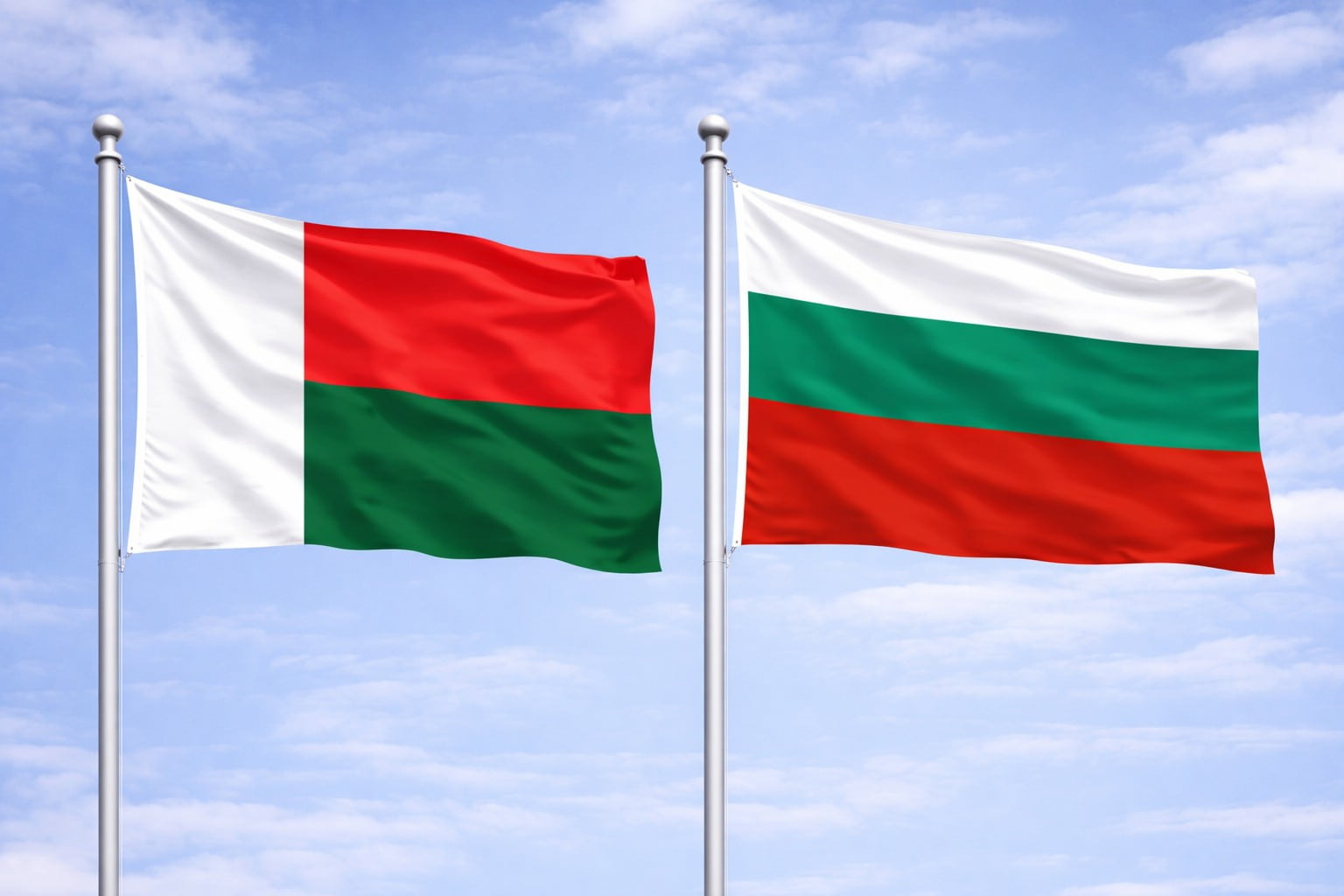 Madagascar Flag And Bulgaria Flag