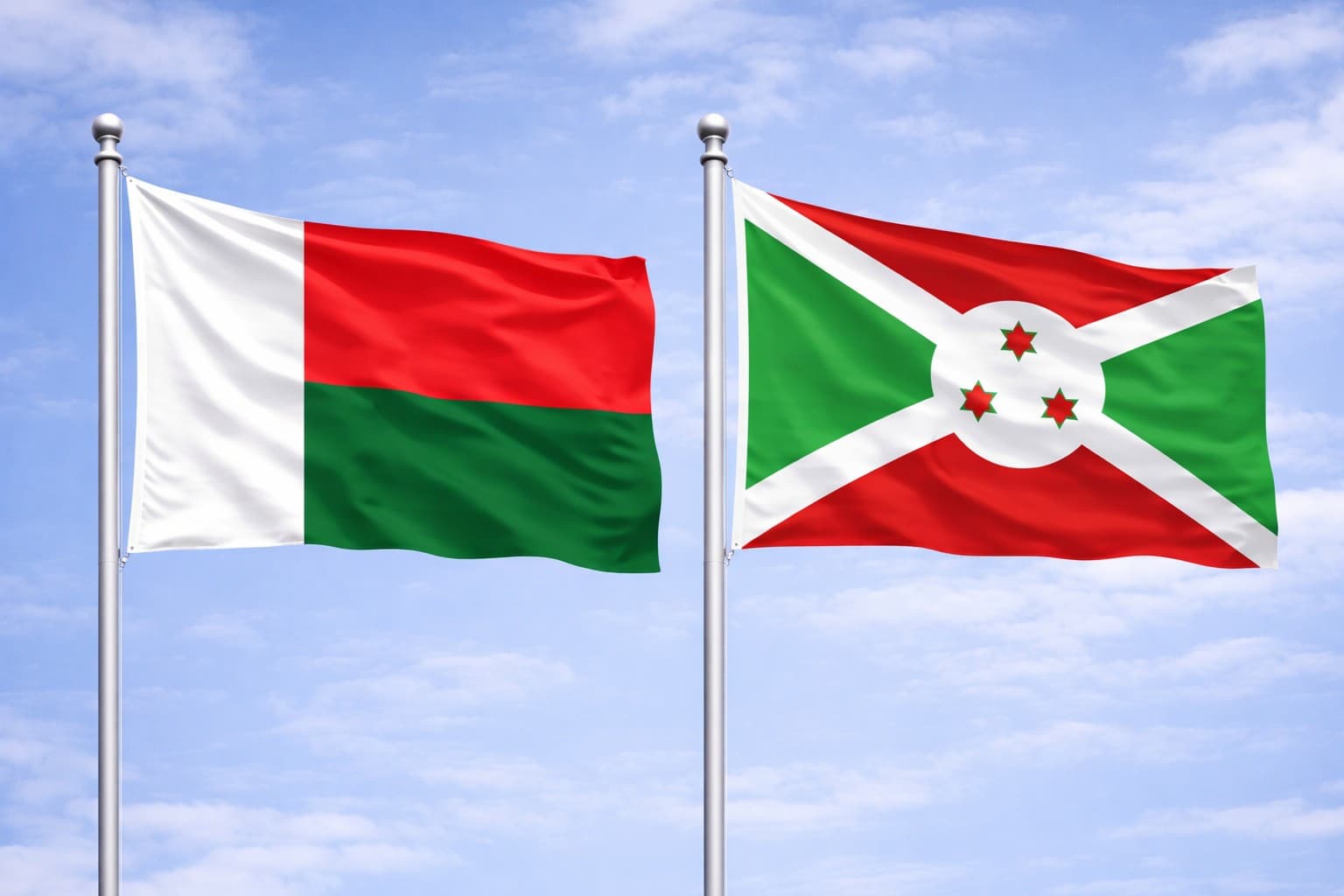 Madagascar Flag And Burundi Flag