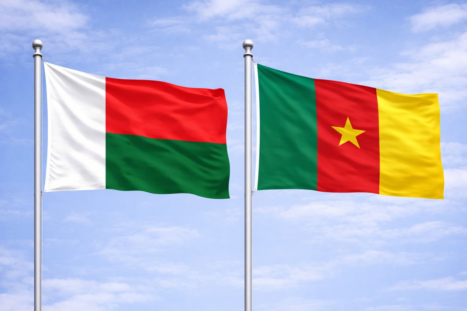 Madagascar Flag And Cameroon Flag