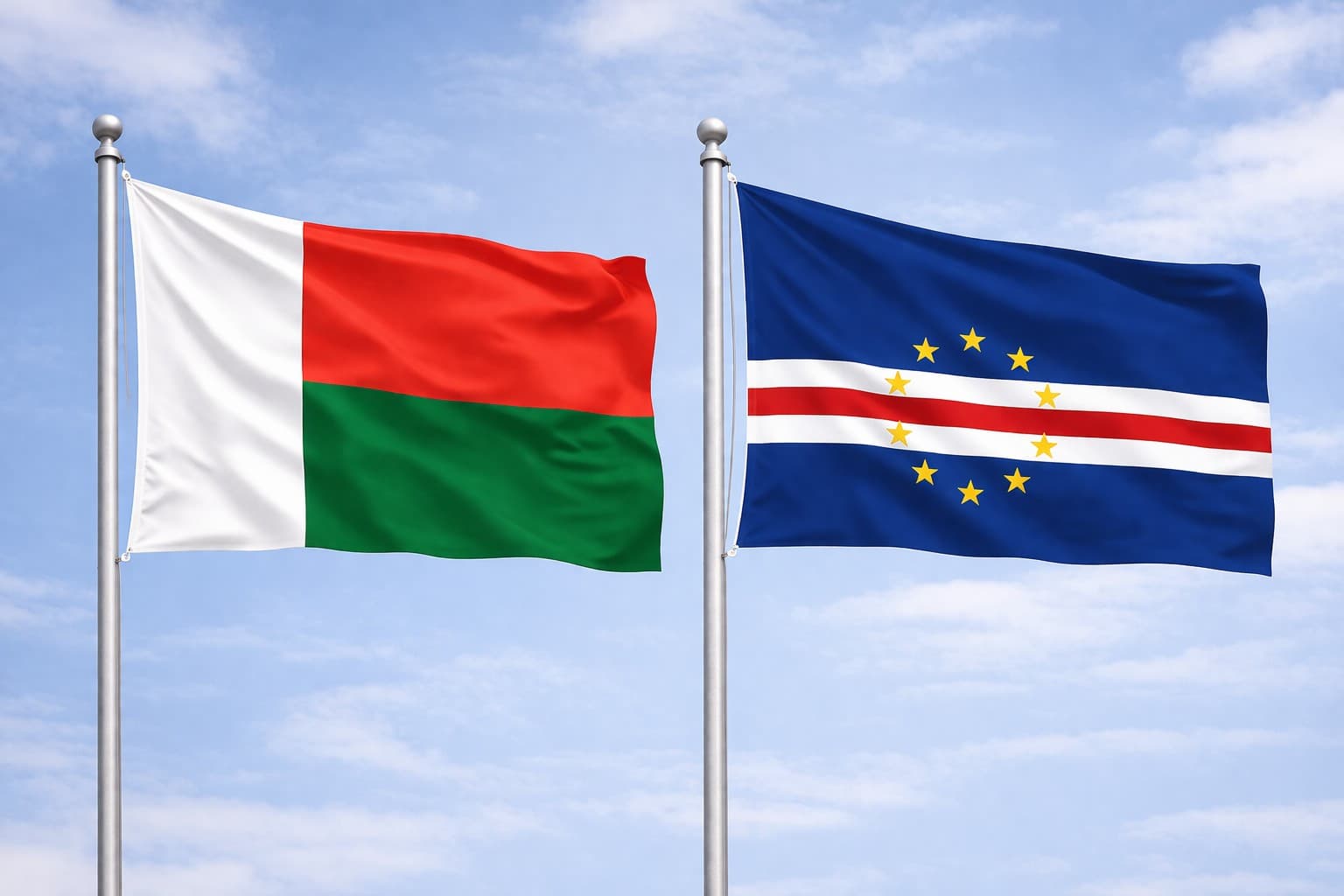Madagascar Flag And Cape Verde Flag