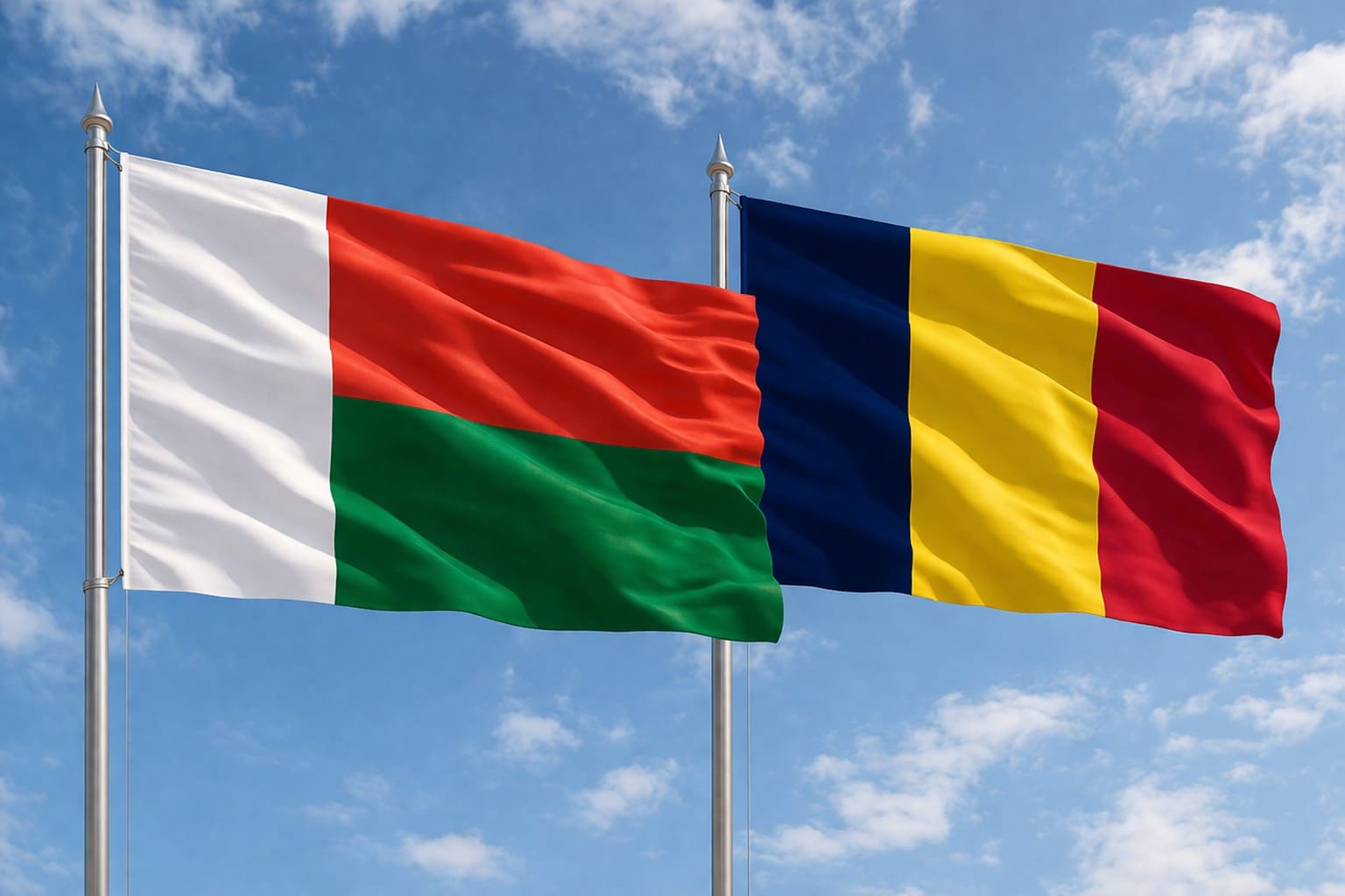 Madagascar Flag And Chad Flag