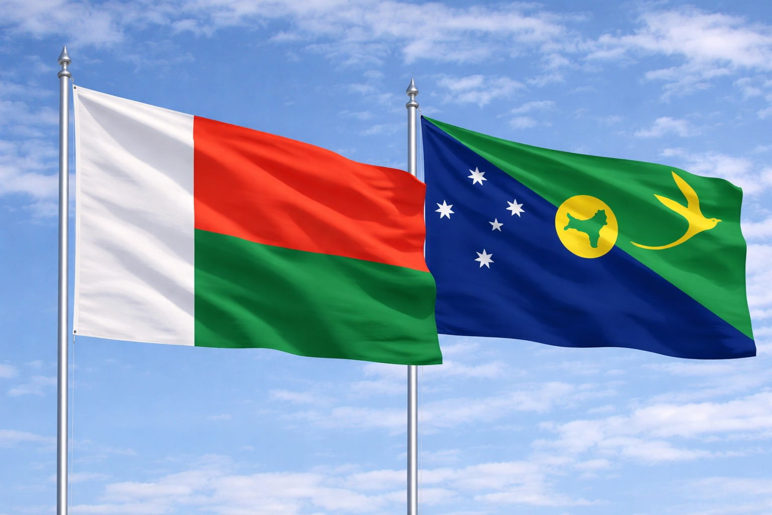 Madagascar Flag And Christmas Island