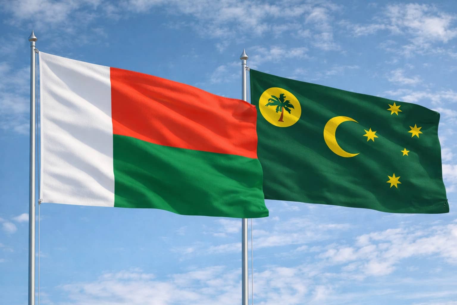 Madagascar Flag And Cocos Islands Flag