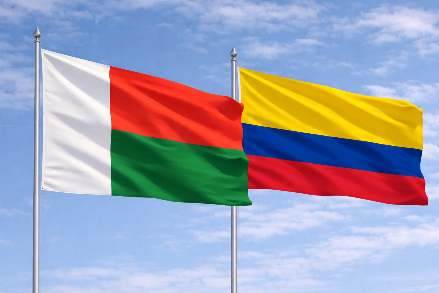 Madagascar Flag And Colombia Flag