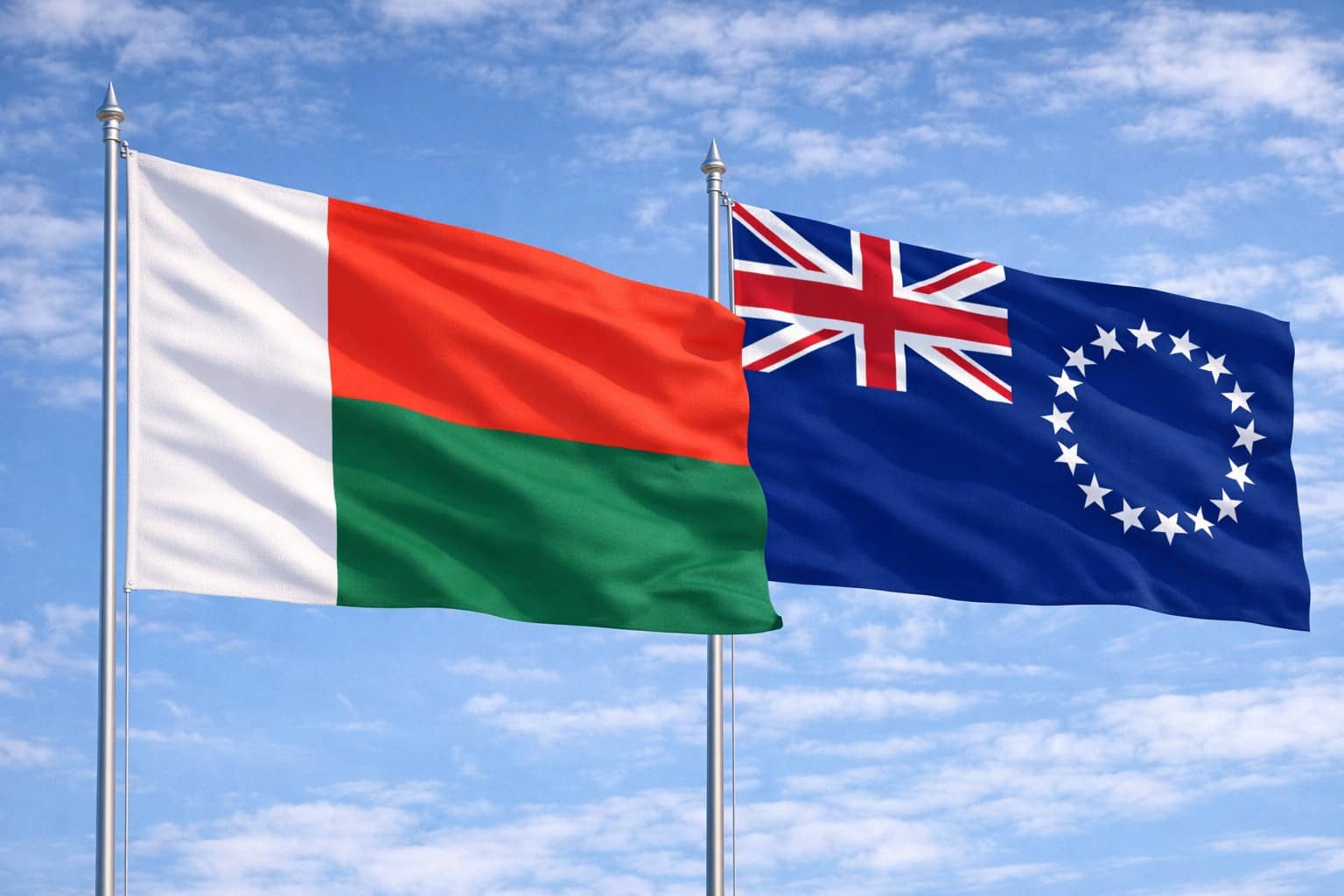 Madagascar Flag And Cook Islands Flag