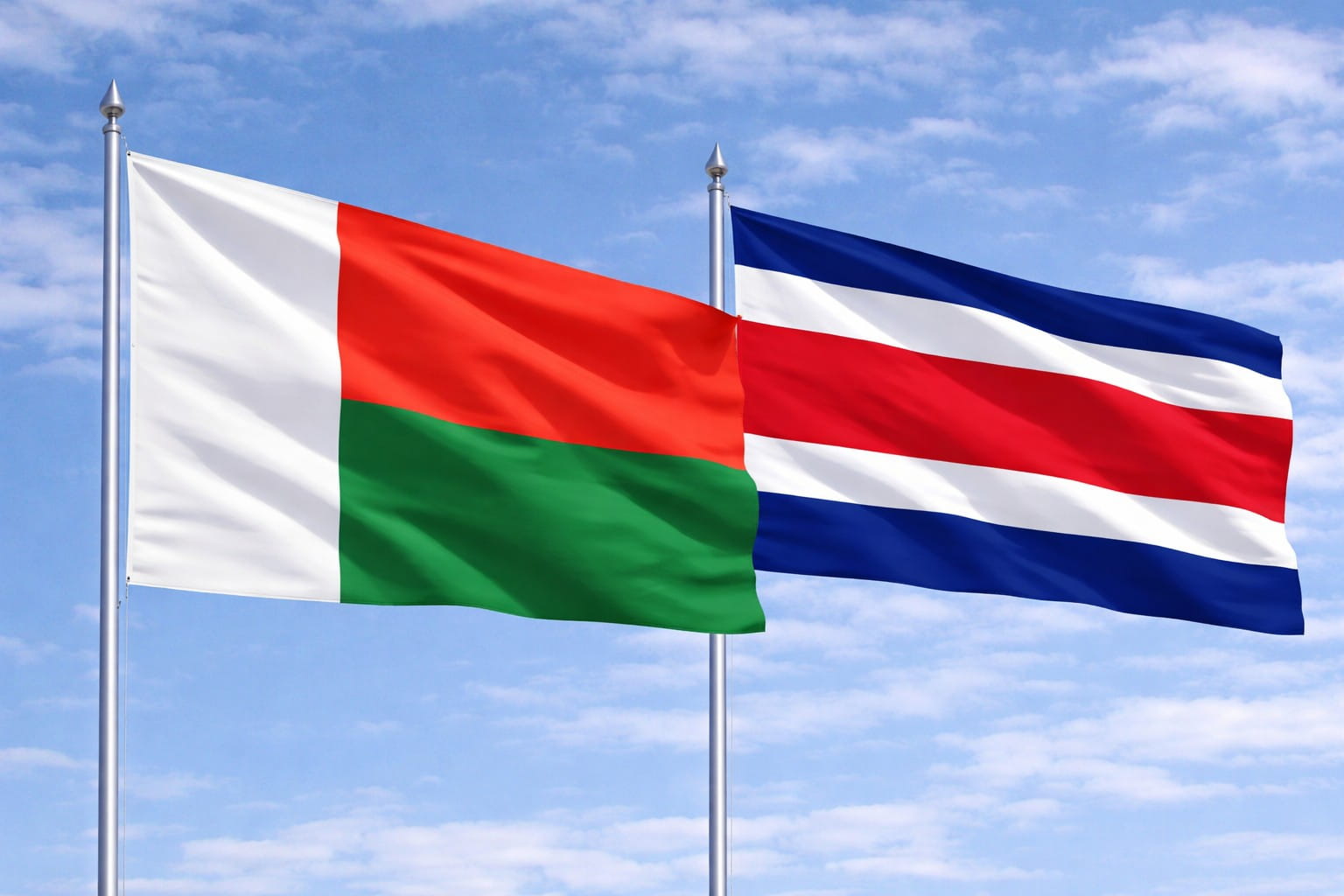 Madagascar Flag And Costa Rica Flag