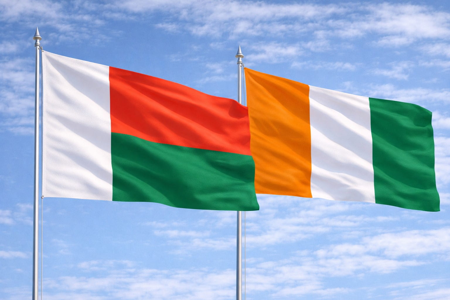 Madagascar Flag And Cote Divoire Flag