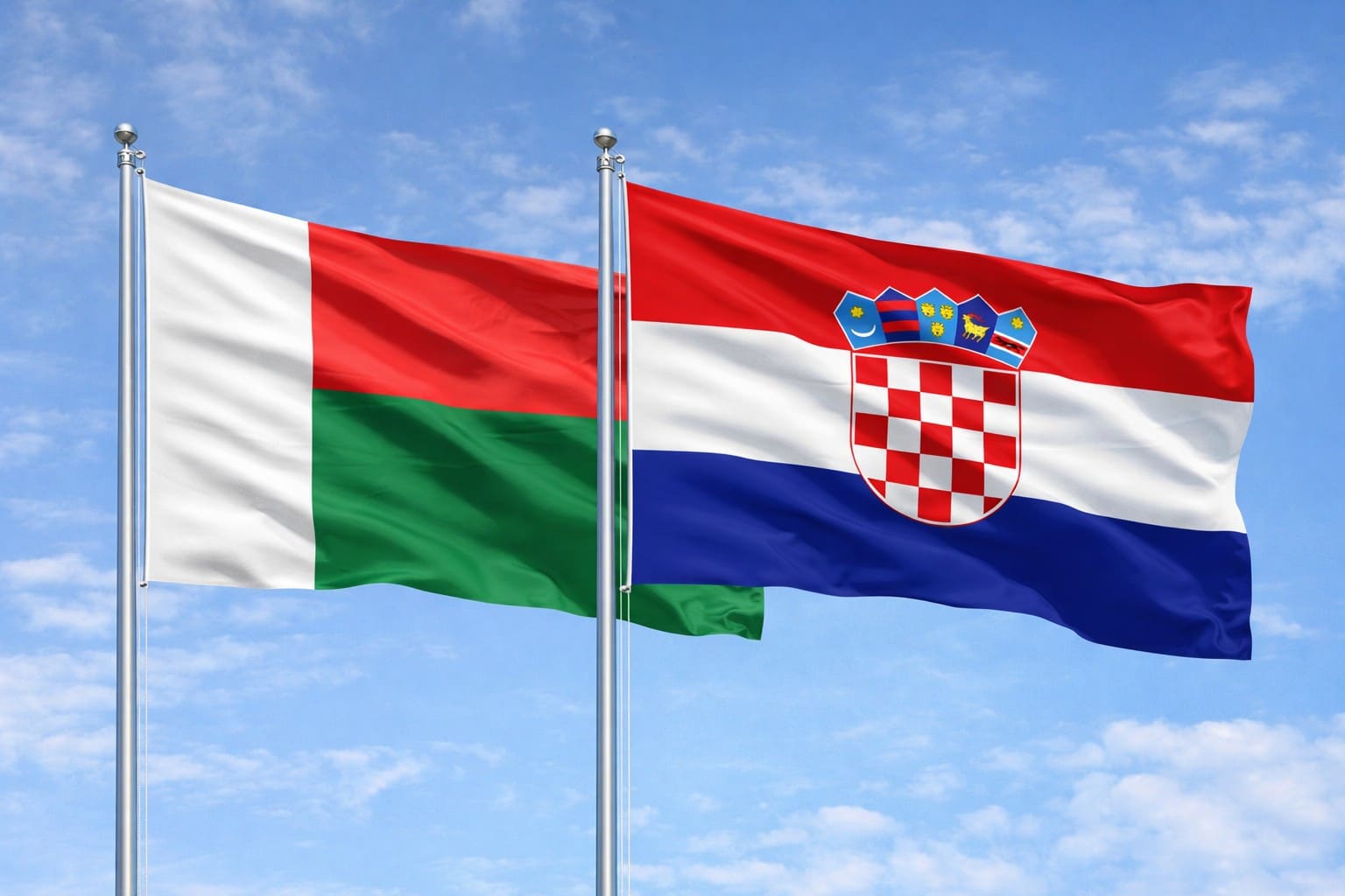 Madagascar Flag And Croatia Flag