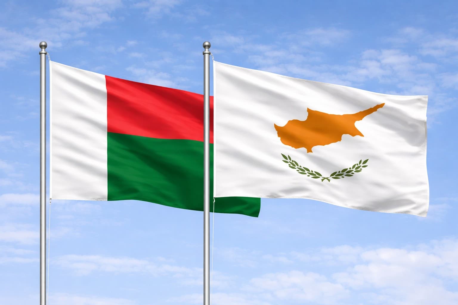Madagascar Flag And Cyprus Flag
