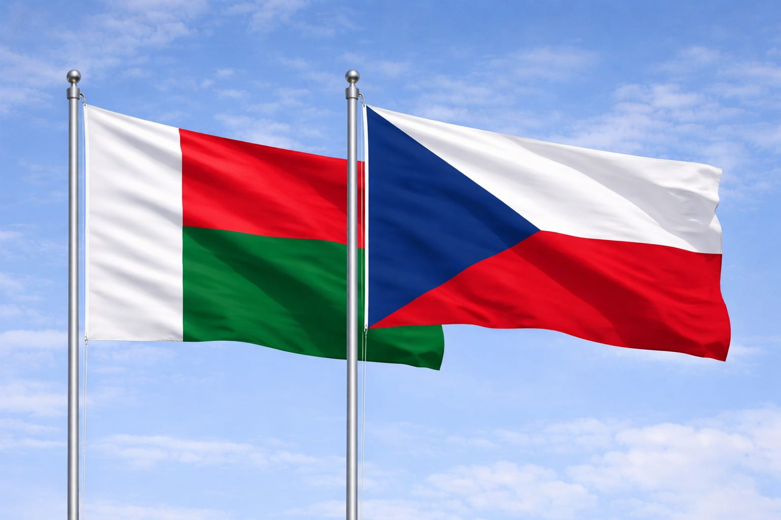 Madagascar Flag And Czech Republic Flag