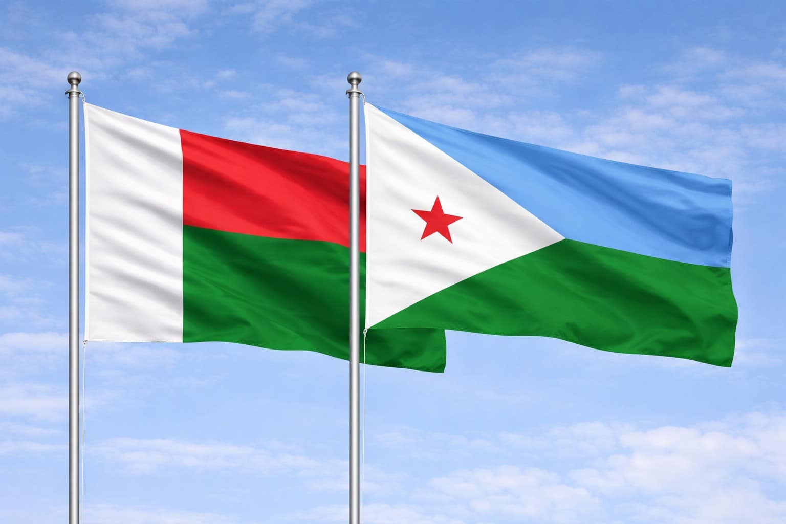 Madagascar Flag And Djibouti Flag