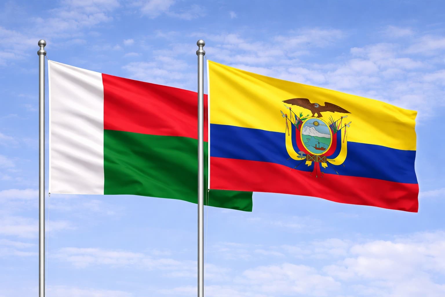 Madagascar Flag And Ecuador Flag