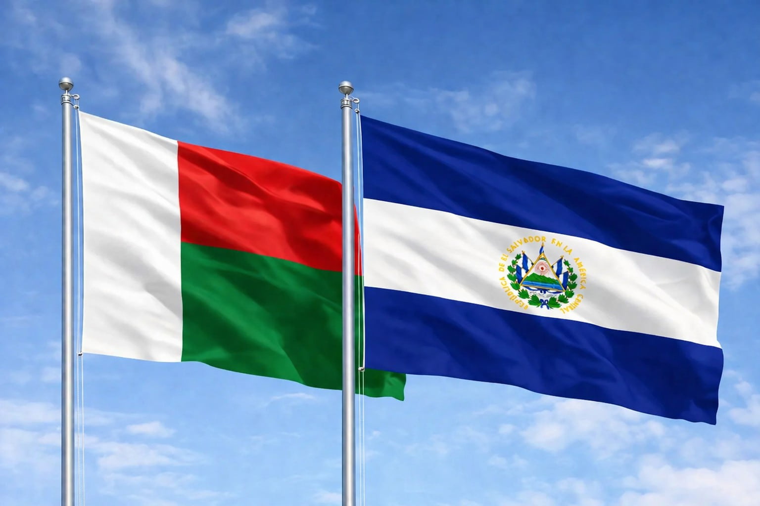 Madagascar Flag And Ei Salvador