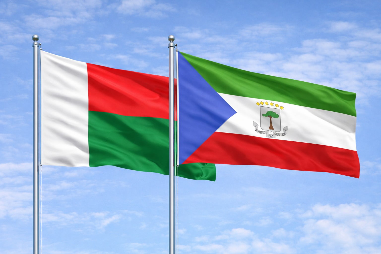 Madagascar Flag And Equatorial Guinea Flag