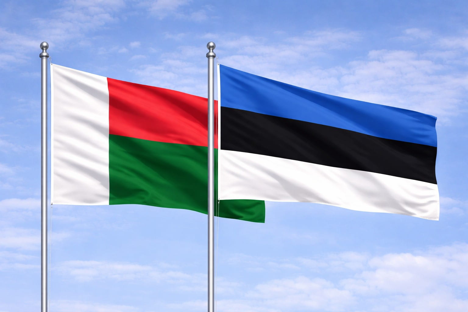 Madagascar Flag And Estonia Flag