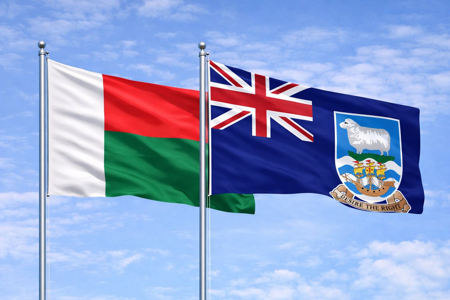 Madagascar Flag And Falkland Islands