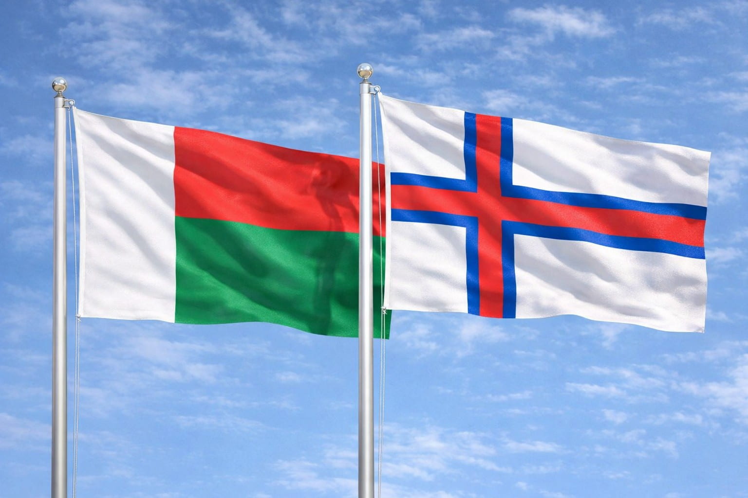 Madagascar Flag And Faroe Islands Flag