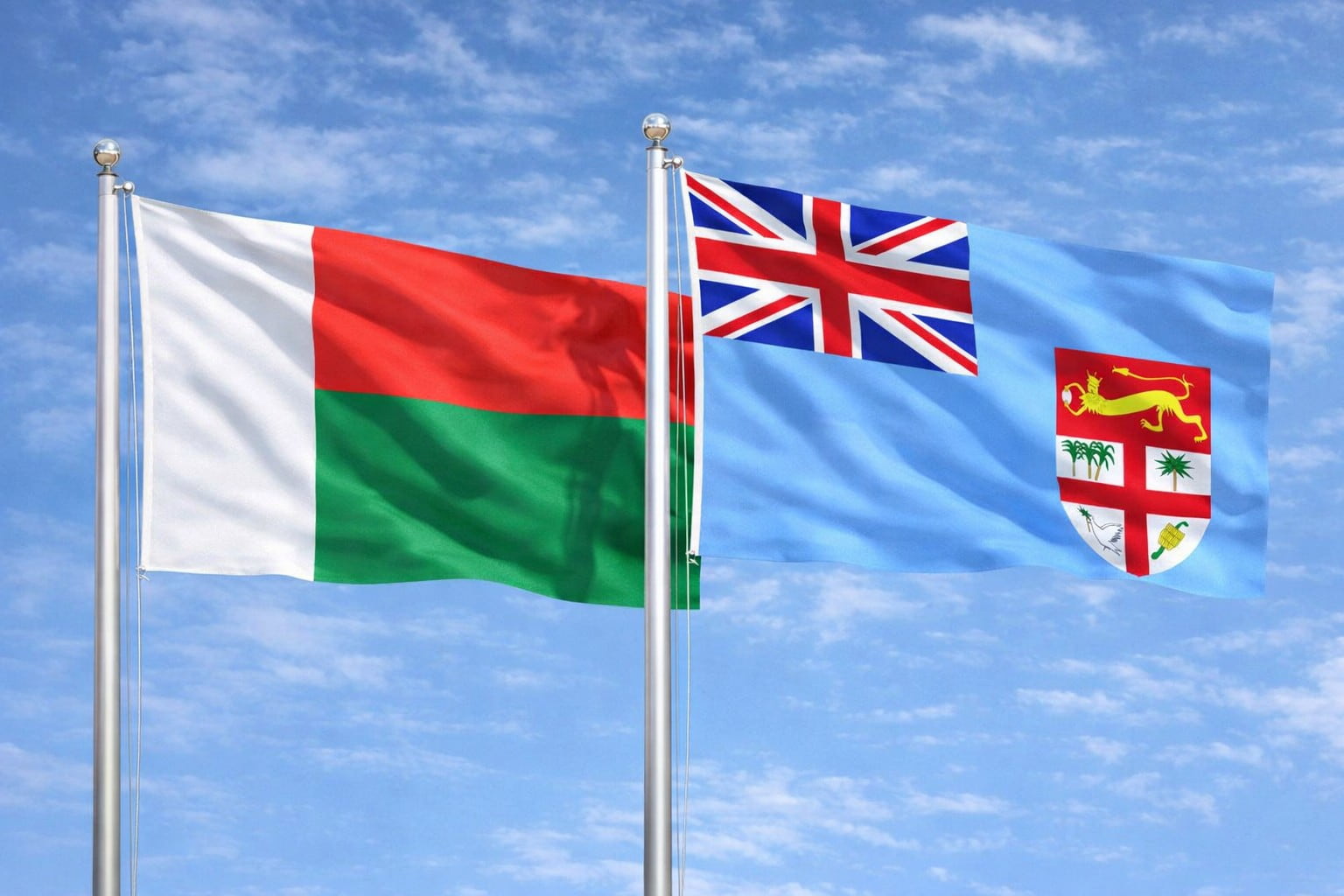 Madagascar Flag And Fiji Flag