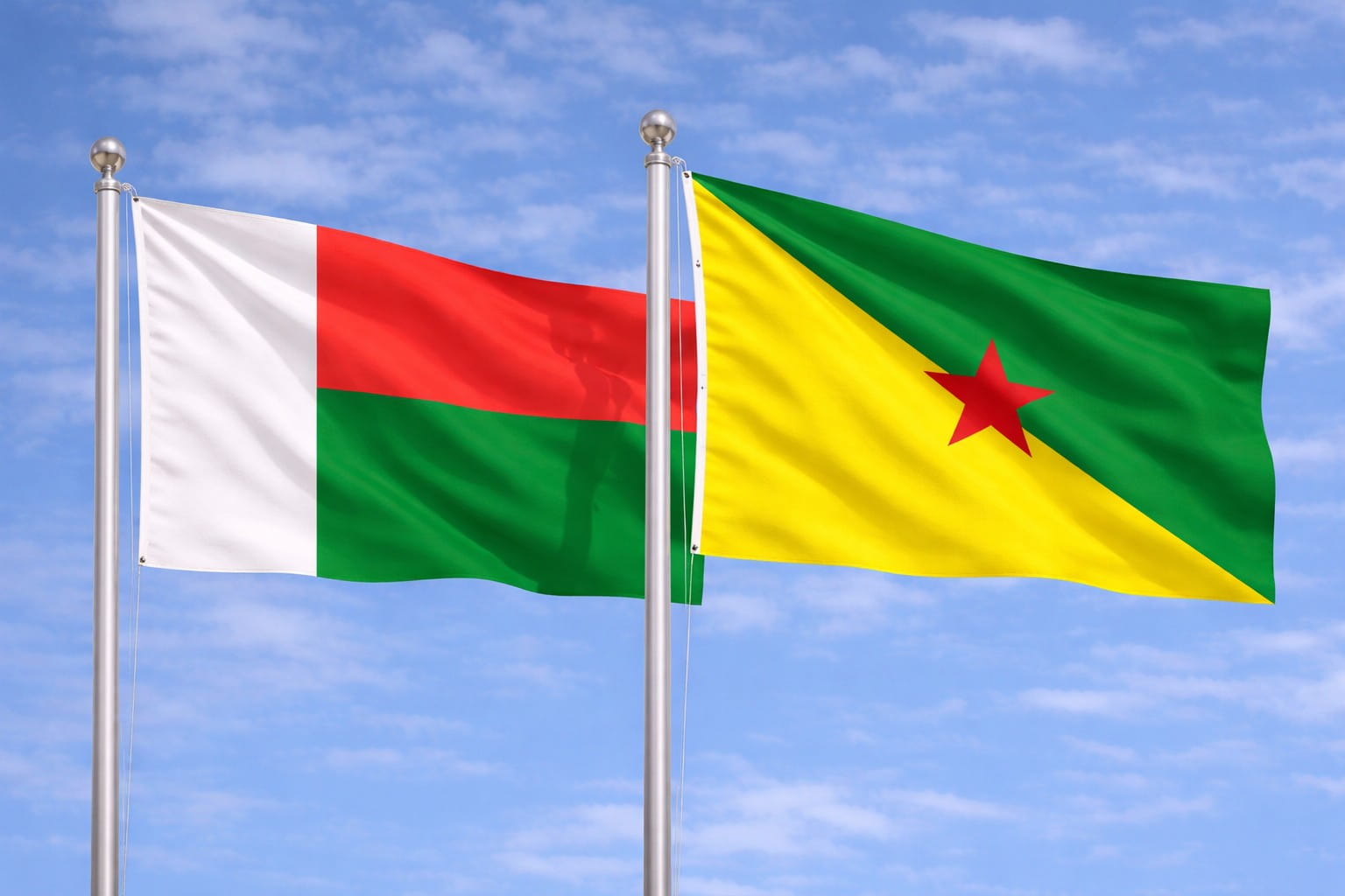 Madagascar Flag And French Guiana