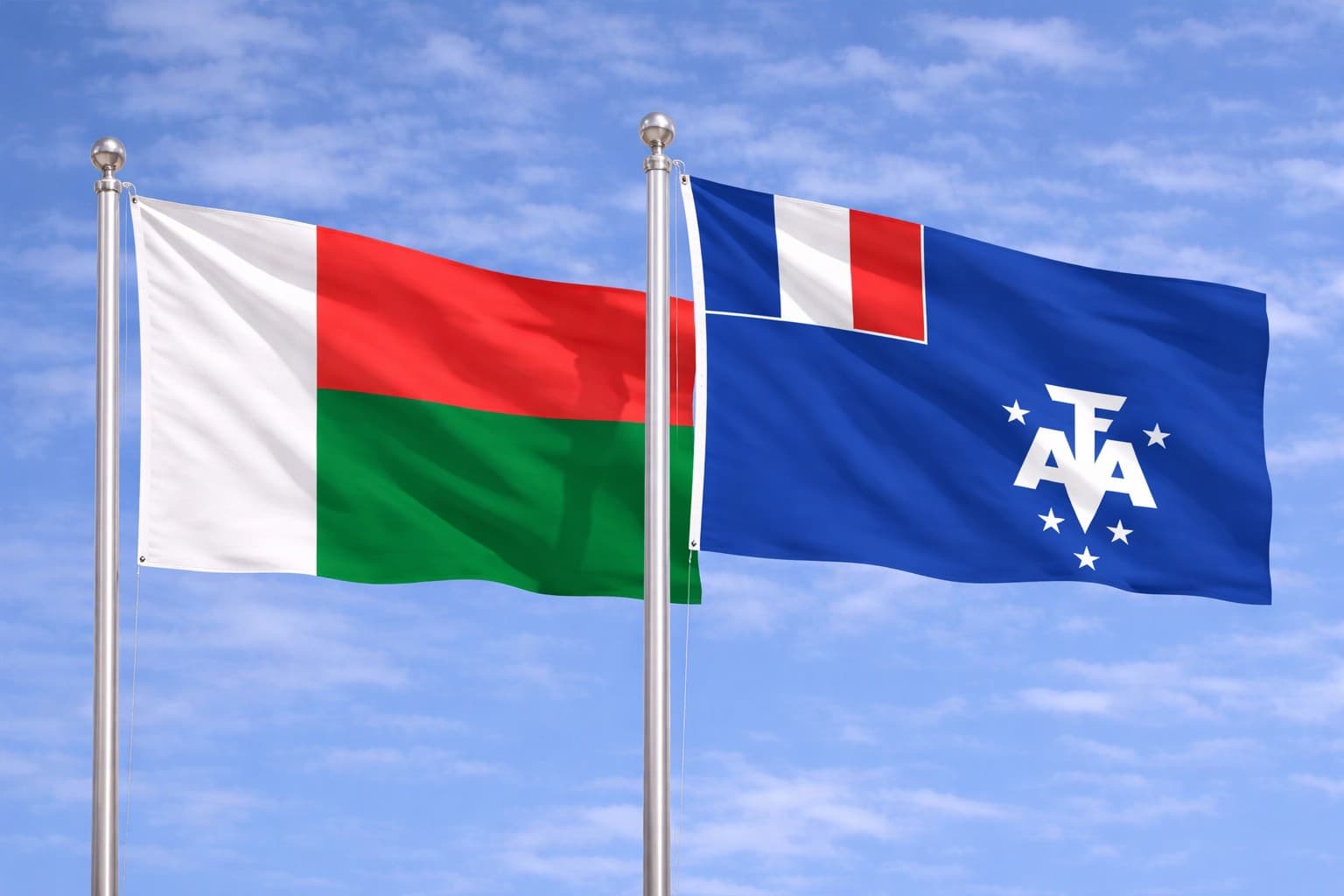 Madagascar Flag And French Southern Territories Flag