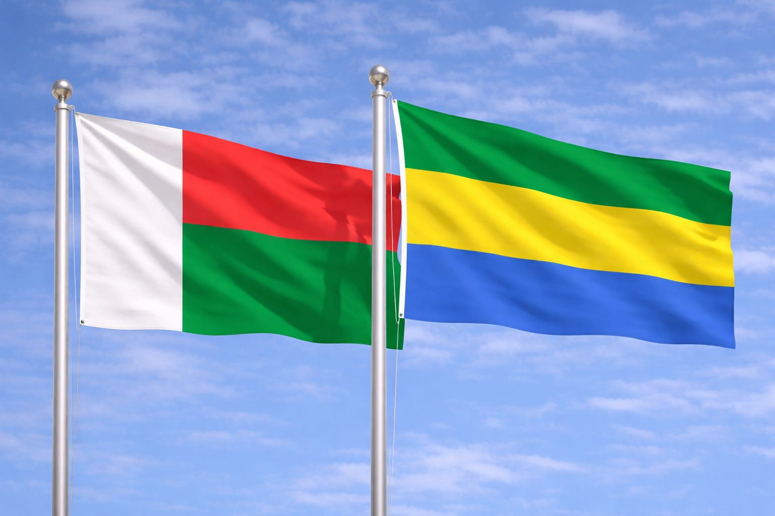 Madagascar Flag And Gabon Flag