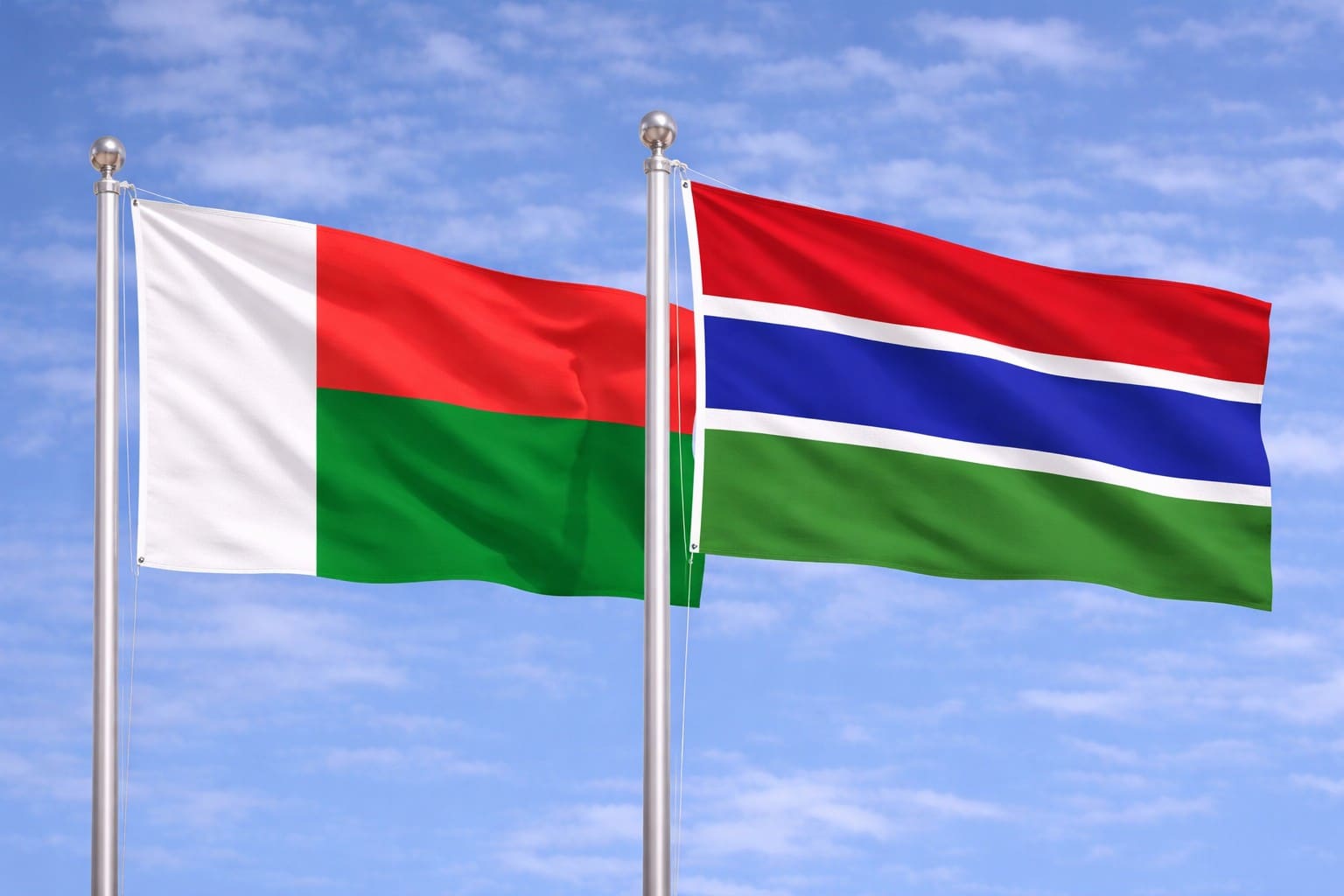 Madagascar Flag And Gambia Flag