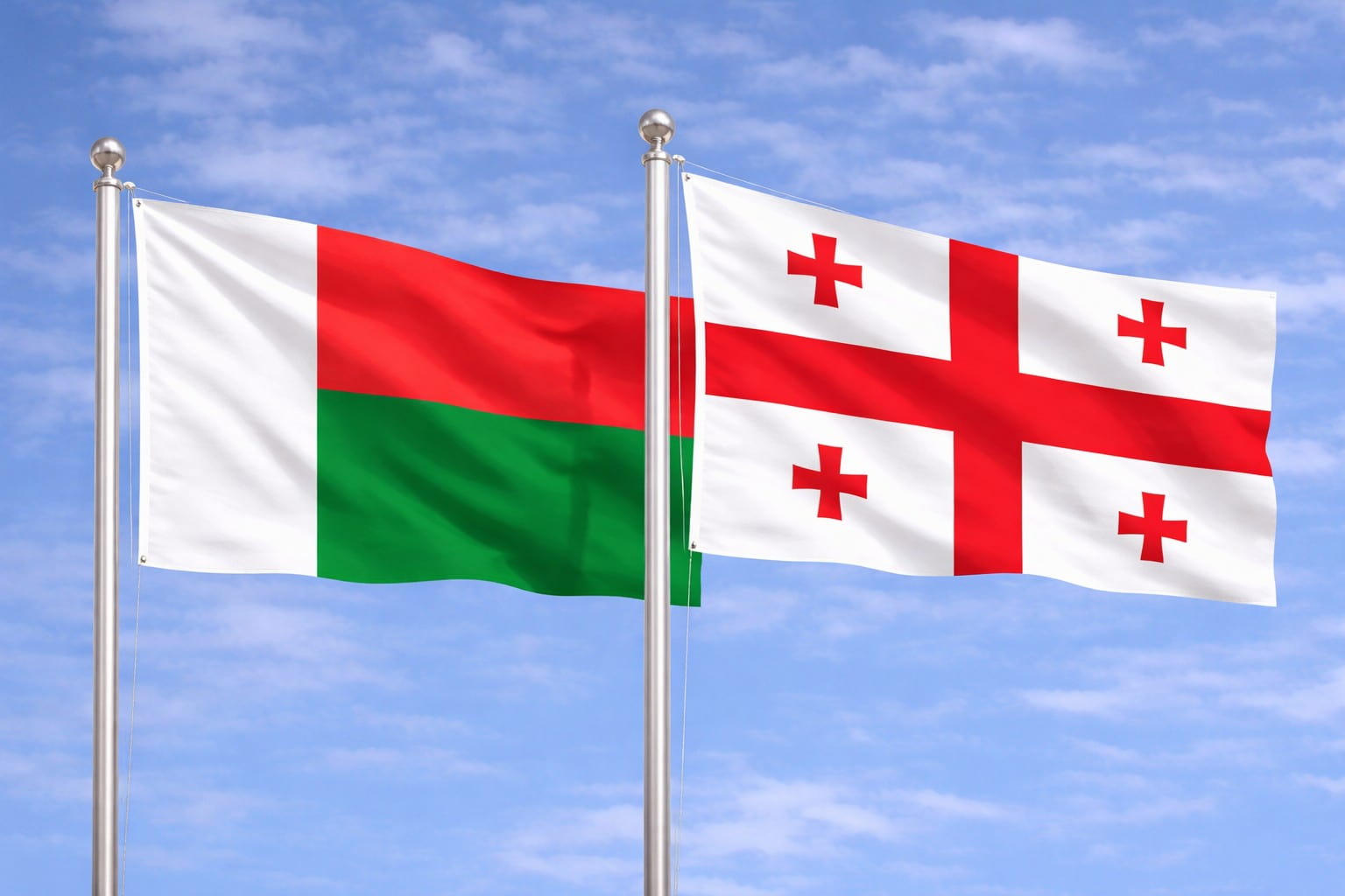 Madagascar Flag And Georgia Flag